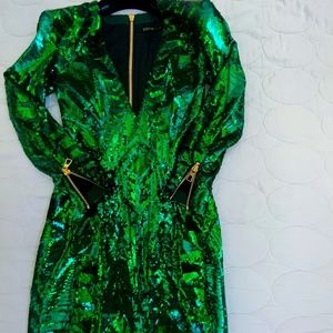 Balmain x Hm sequin dress green